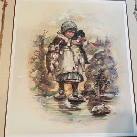 Vintage Girl With Dogs Litho From The Collection of Thomas L.Cathey FRAMED - Picture 4 of 7